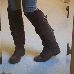 Brown Suede Leather Boots Size: 7